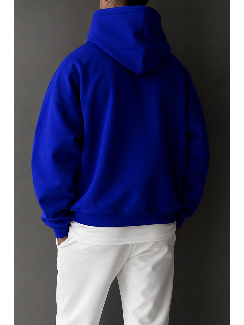 Mavi Regular Kapüşonlu Sweatshirt Erkek Unisex 3 İplik Şardonlu %100 Pamuk Basic Hoodie-2
