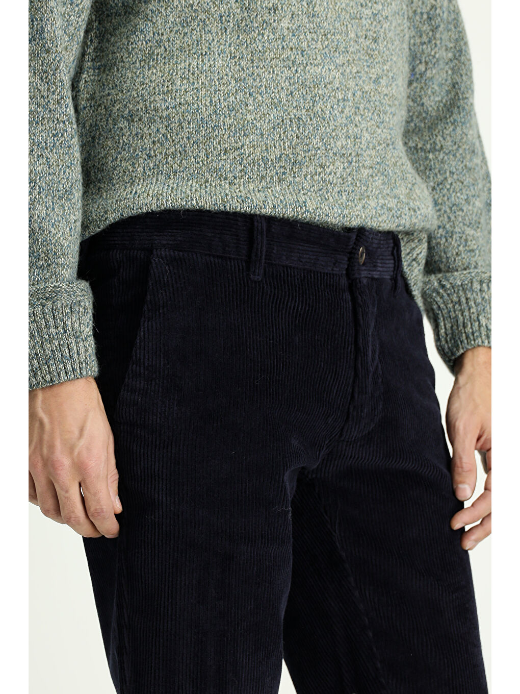 Lacivert Regular Fit Pamuk Kadife Pantolon-3