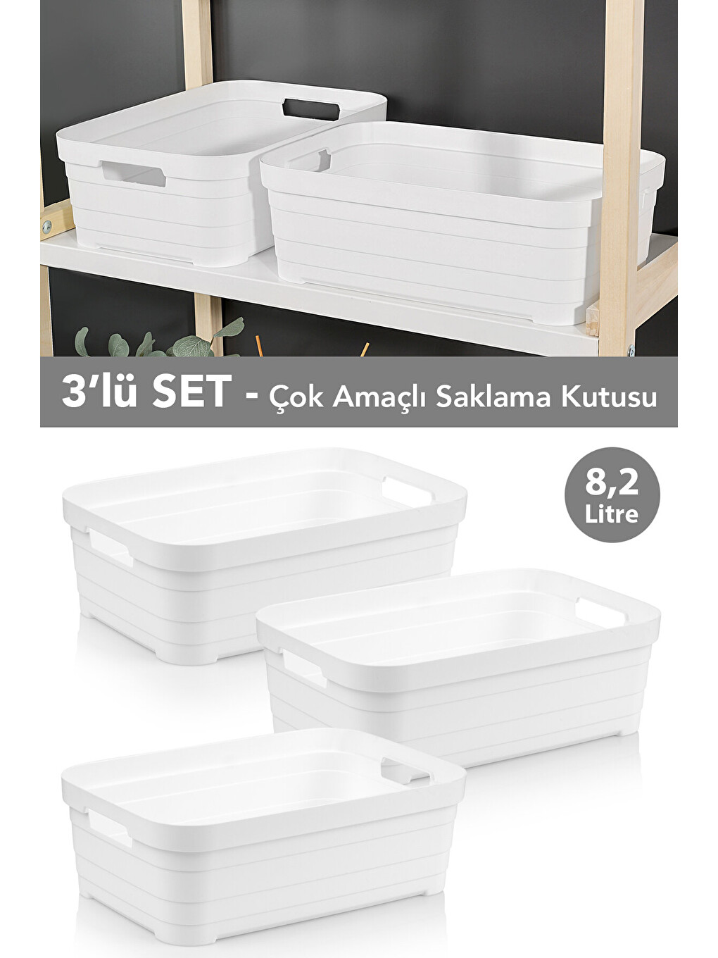 Beyaz 3 Adet Dekoratif Piramit Saklama Kutusu