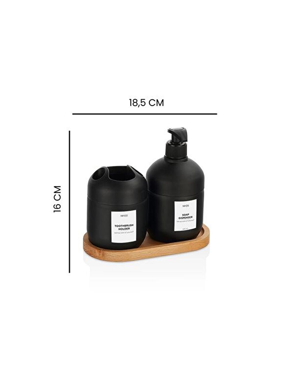 Cool 3 Parça Stantlı Banyo Aksesuar Seti - Siyah-1