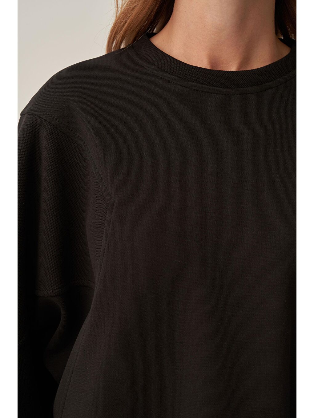 Siyah-Oversize İnterlok Sweat-4