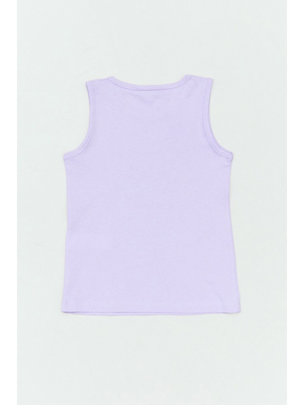 Lila %100 Pamuk Las Angeles Yazı Baskılı Kız Çocuk Kolsuz Tişört-1