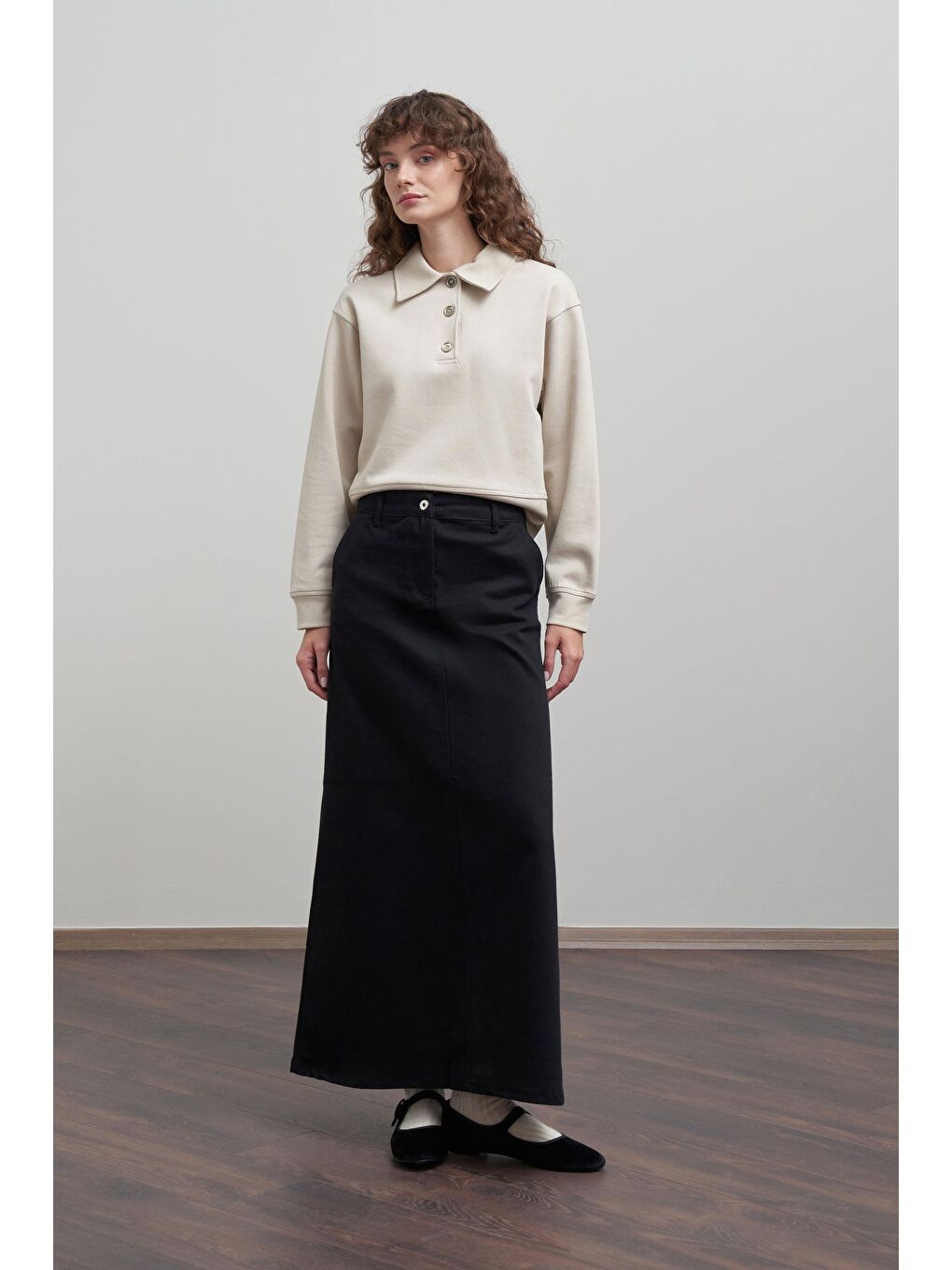 Siyah-Gabardin Çan Etek