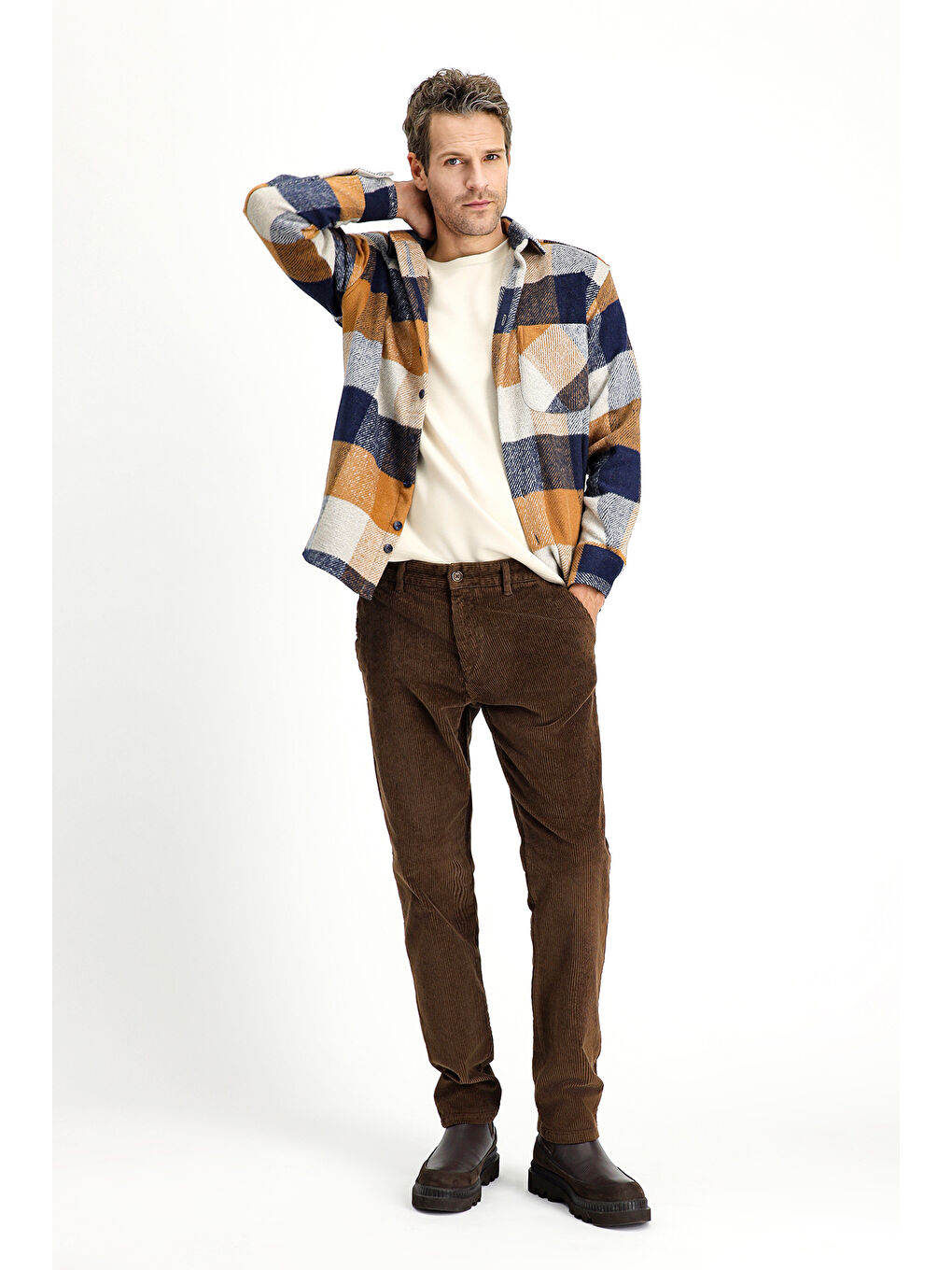 Kahverengi Regular Fit Pamuk Kadife Pantolon