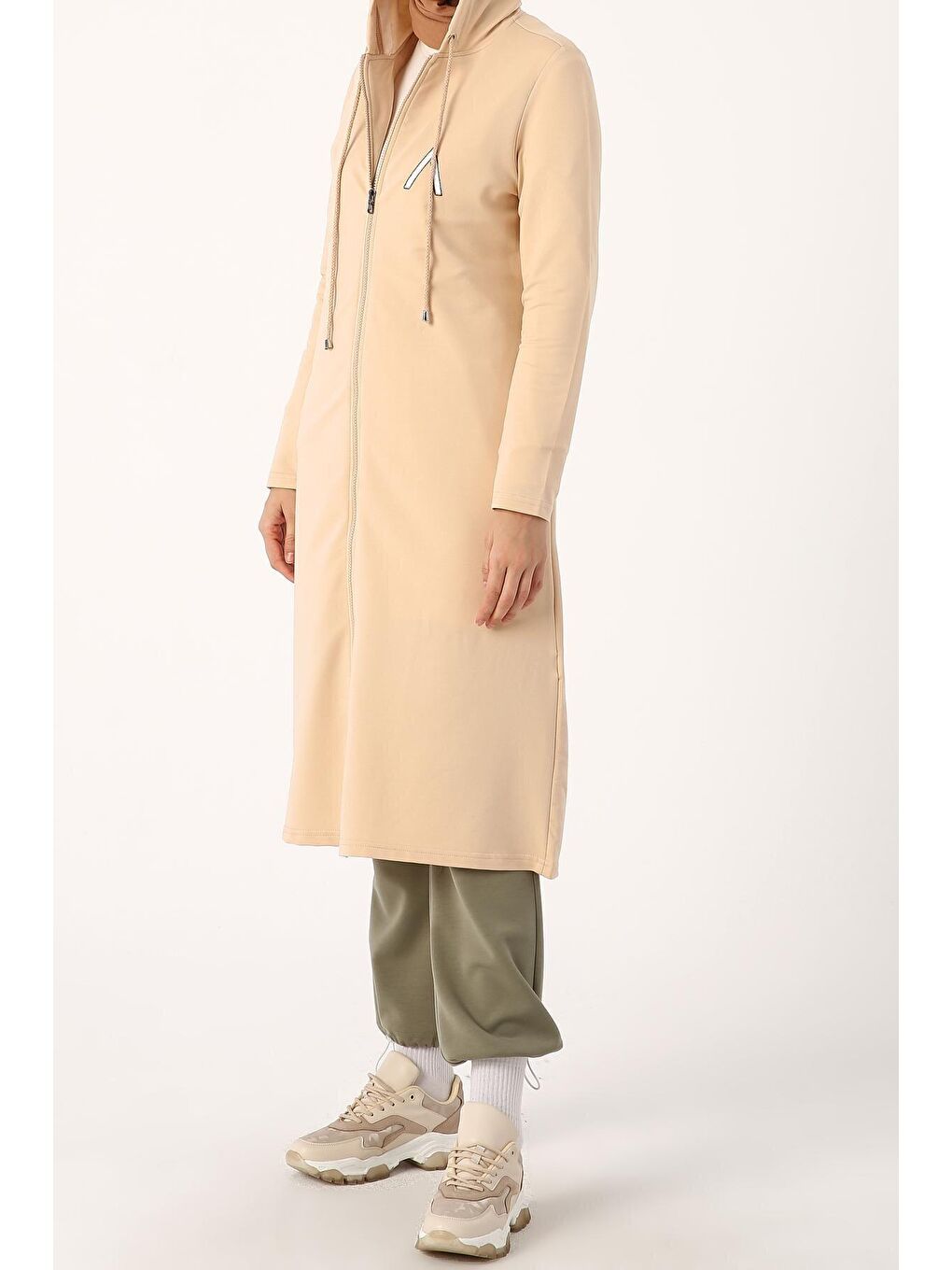 Gri Çakıl Baskılı Kapüşonlu Hırka-2