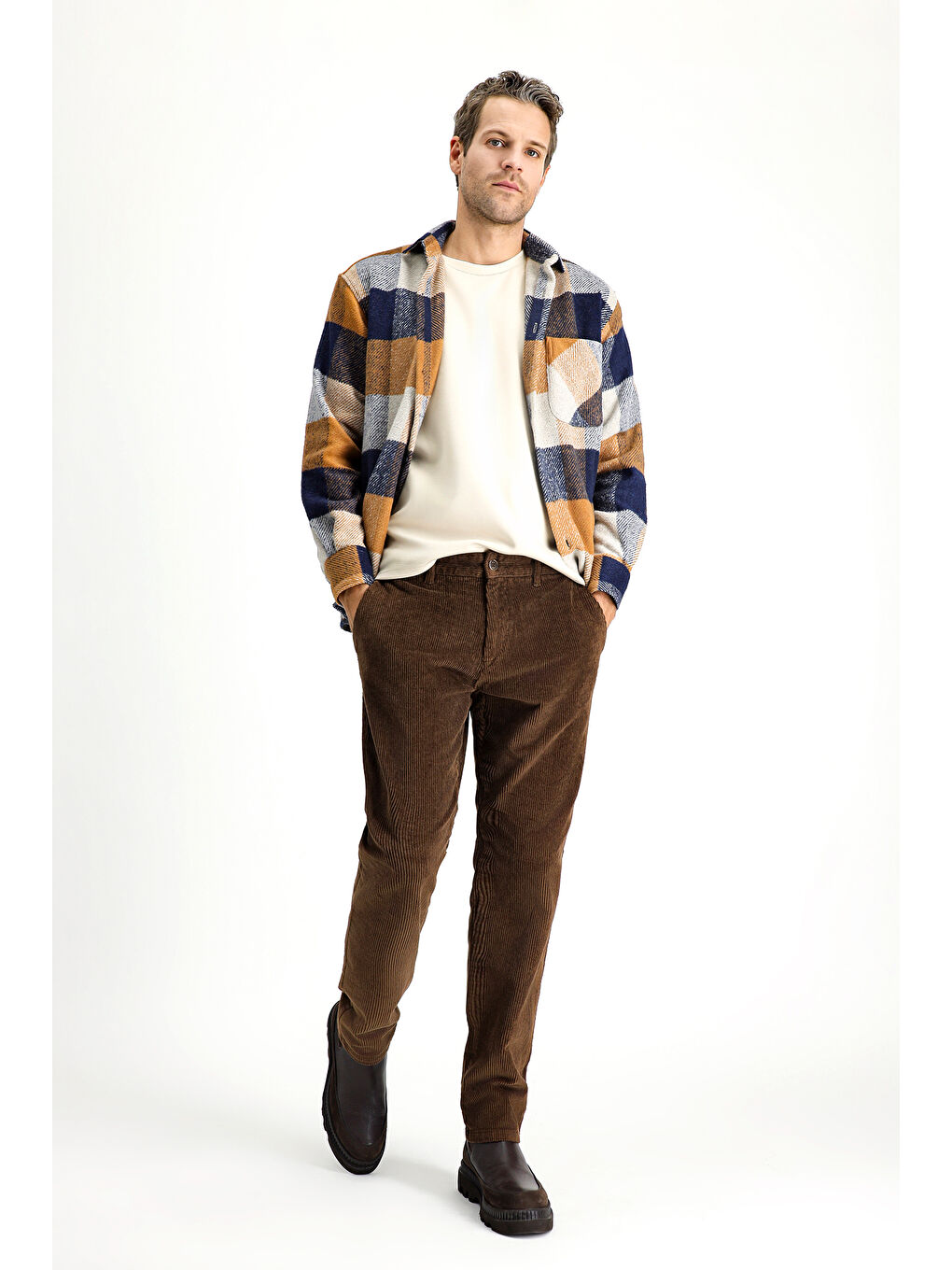 Kahverengi Regular Fit Pamuk Kadife Pantolon-1