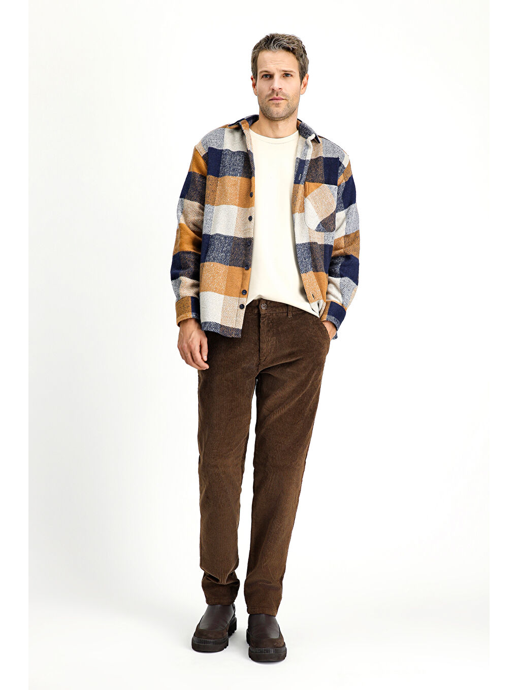 Kahverengi Regular Fit Pamuk Kadife Pantolon-2