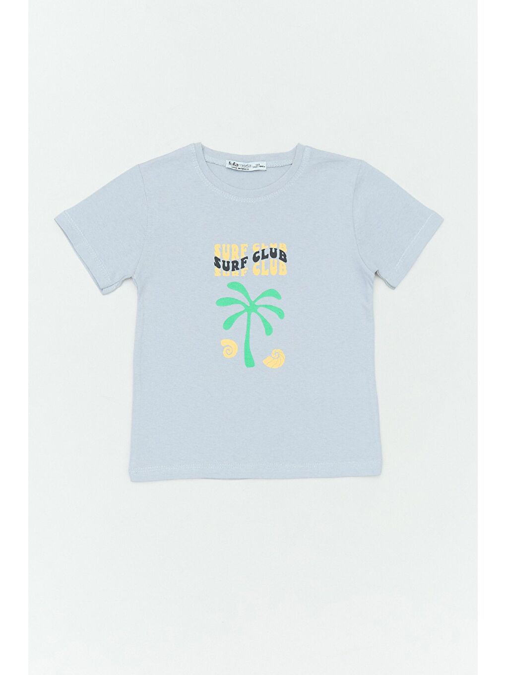 Gri %100 Pamuk Surf Club Yazı Baskılı Kız Çocuk Tişört
