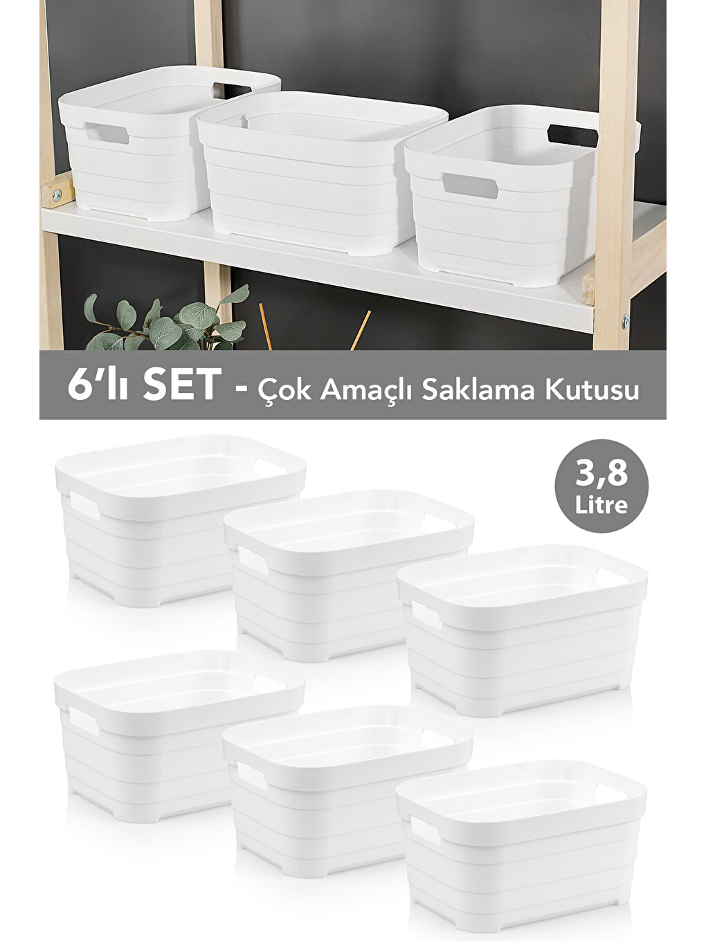 Beyaz 6 Adet Dekoratif Piramit Saklama Kutusu