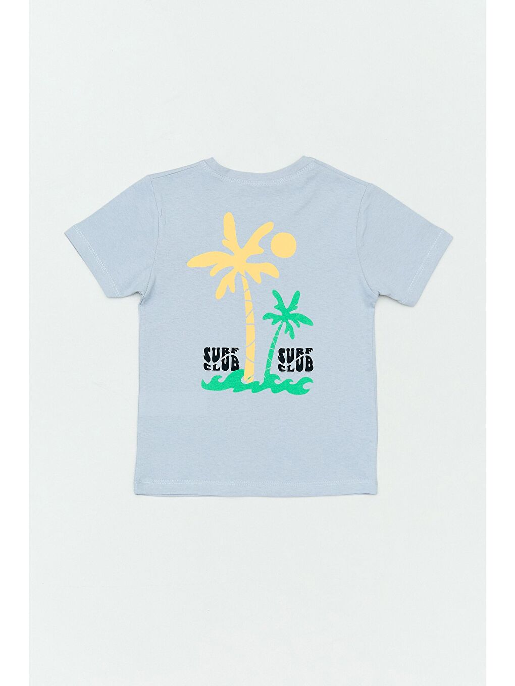 Gri %100 Pamuk Surf Club Yazı Baskılı Kız Çocuk Tişört-1