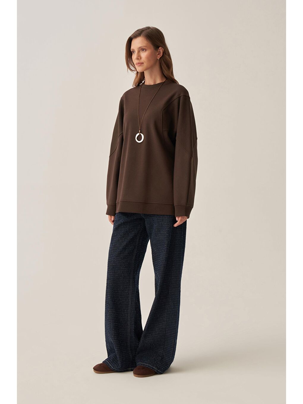 Kahverengi Acı Kahve-Oversize İnterlok Sweat-1