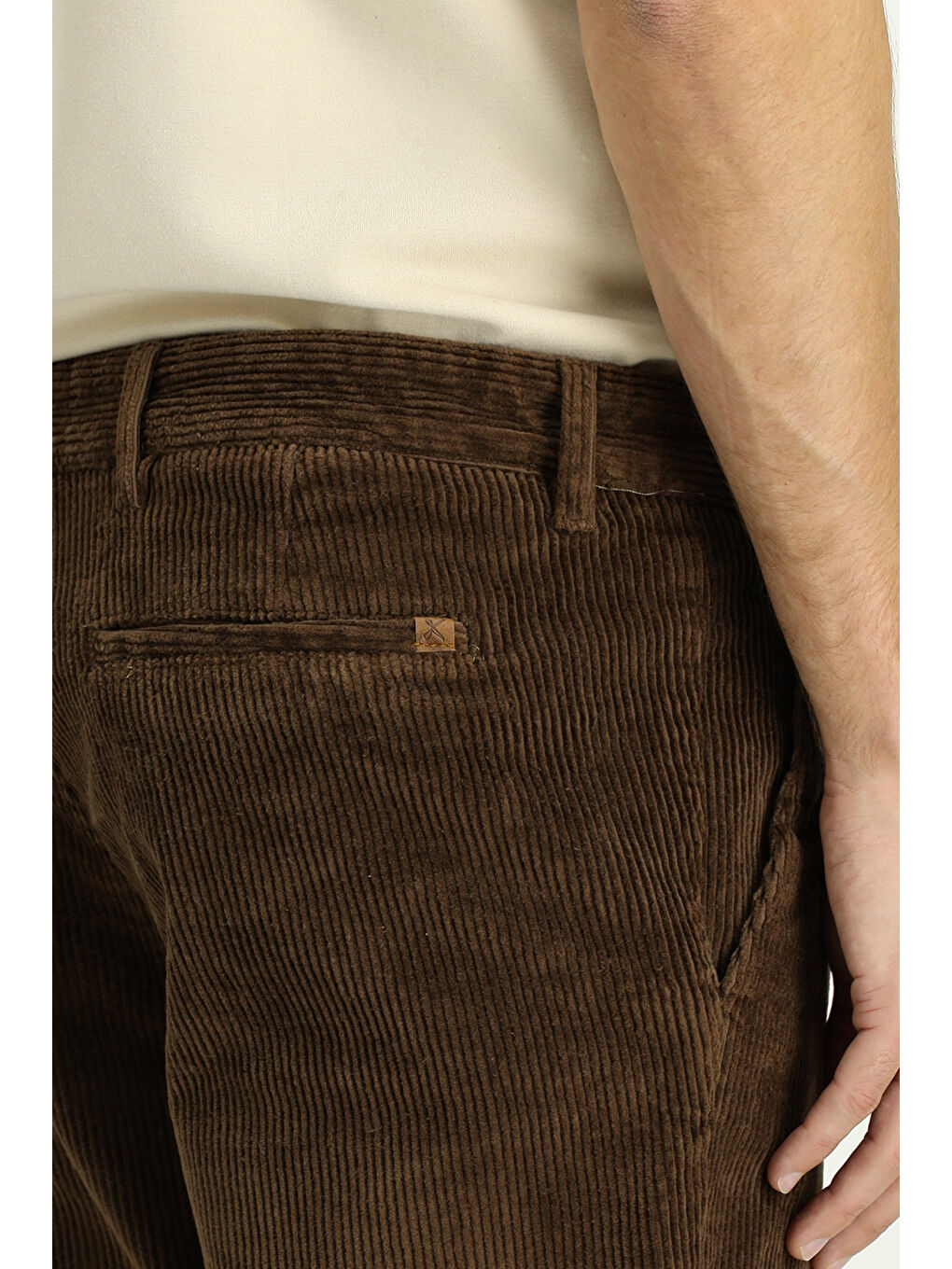 Kahverengi Regular Fit Pamuk Kadife Pantolon-5