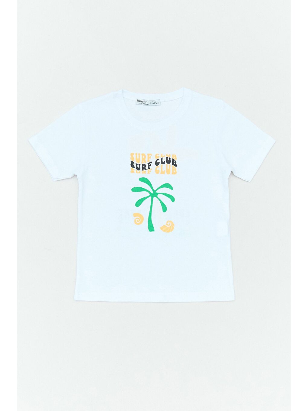 Beyaz %100 Pamuk Surf Club Yazı Baskılı Kız Çocuk Tişört