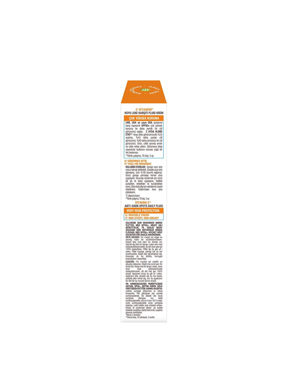 GARNIER Şeffaf Super UV C Vitamini Koyu Leke Karşıtı Fluid Yüz SPF50+ Güneş Kremi 40 ml - 2