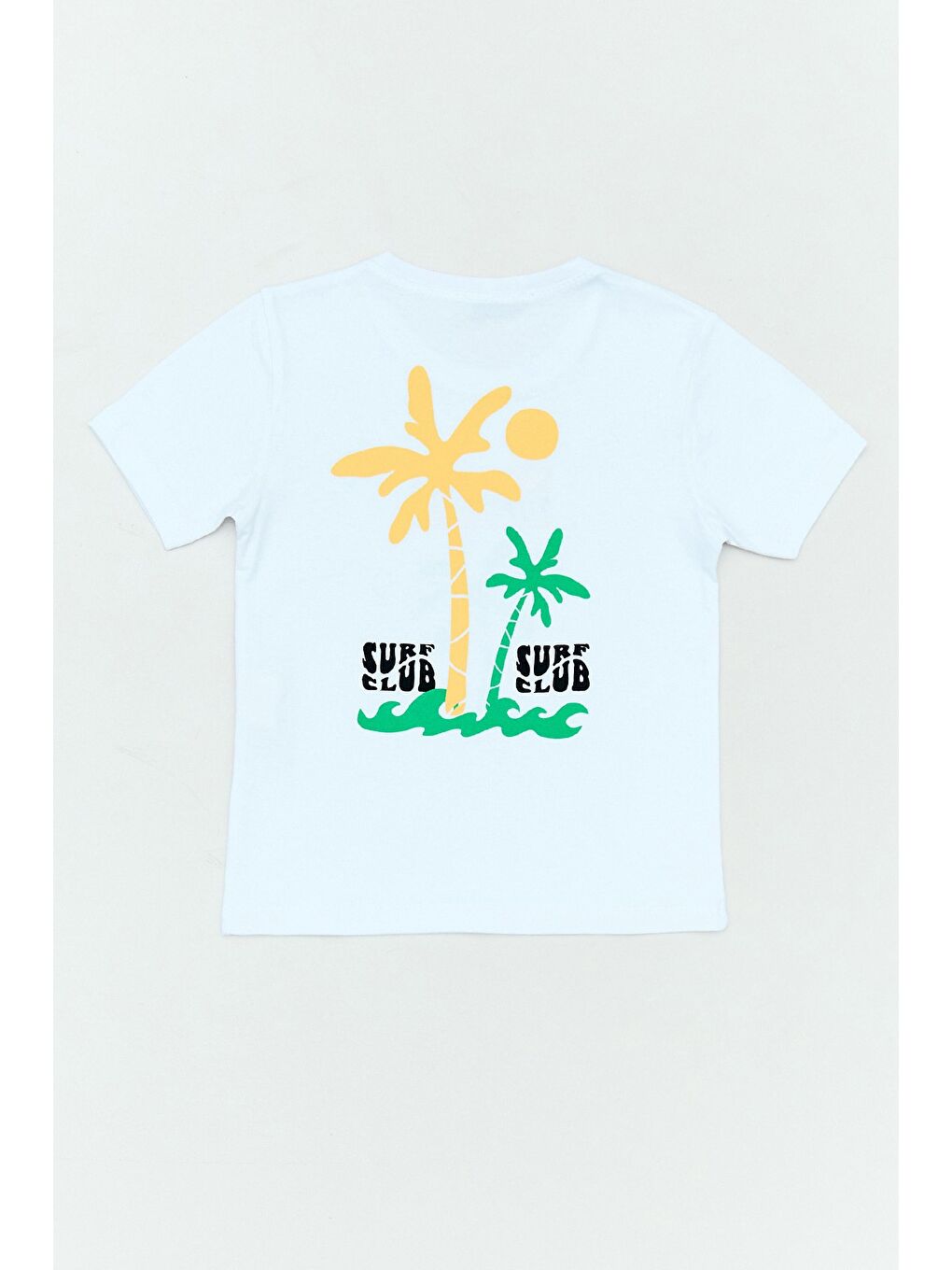 Beyaz %100 Pamuk Surf Club Yazı Baskılı Kız Çocuk Tişört-1