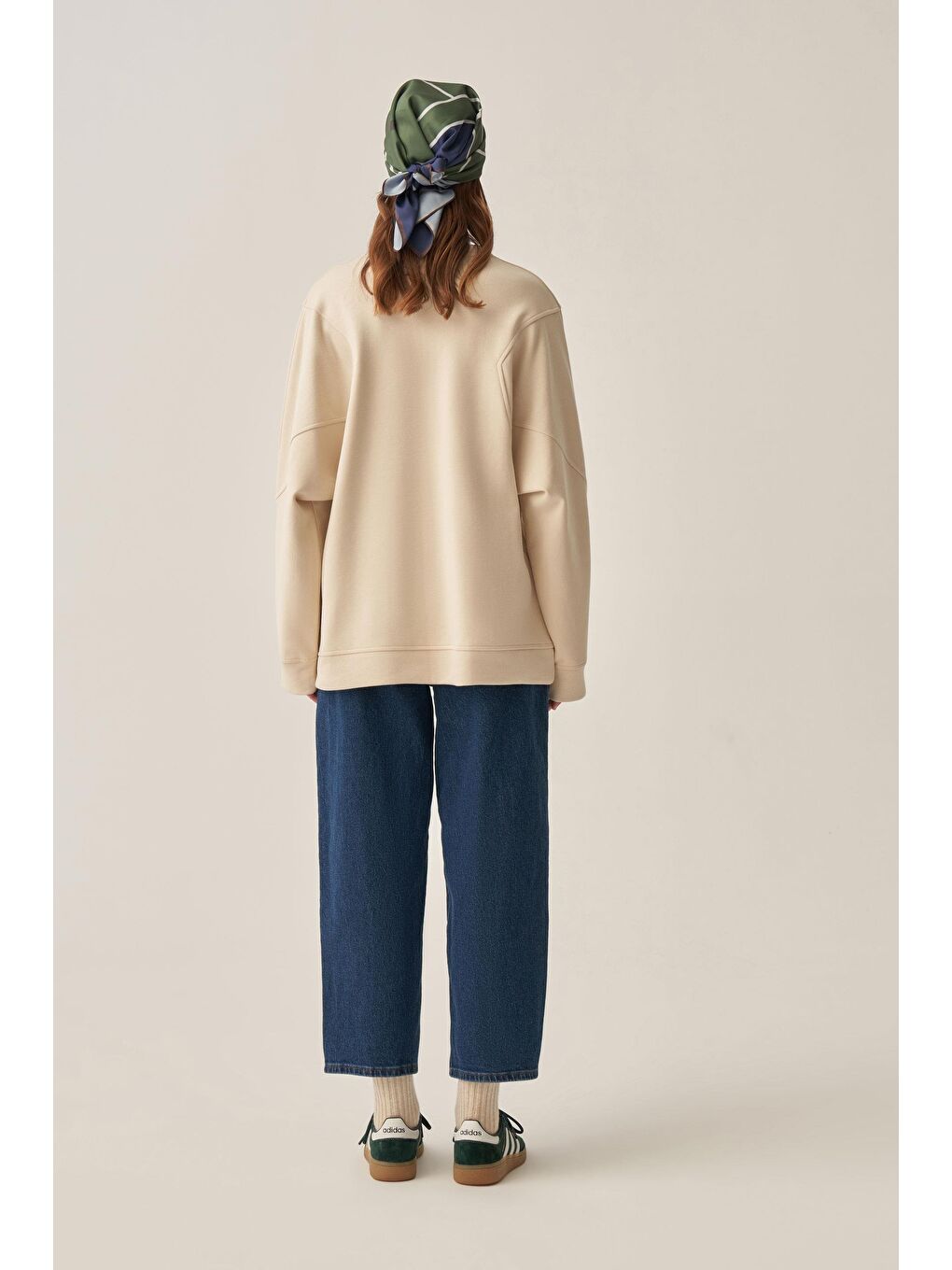 Bej Taş-Oversize İnterlok Sweat-2