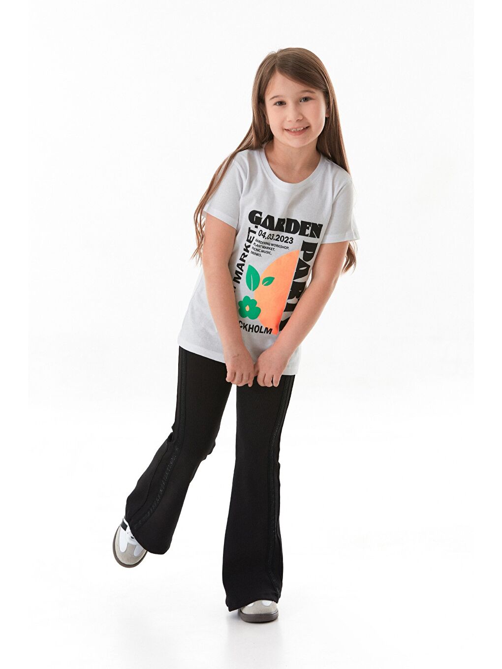 Beyaz %100 Pamuk Slogan Baskılı Kız Çocuk Tişört