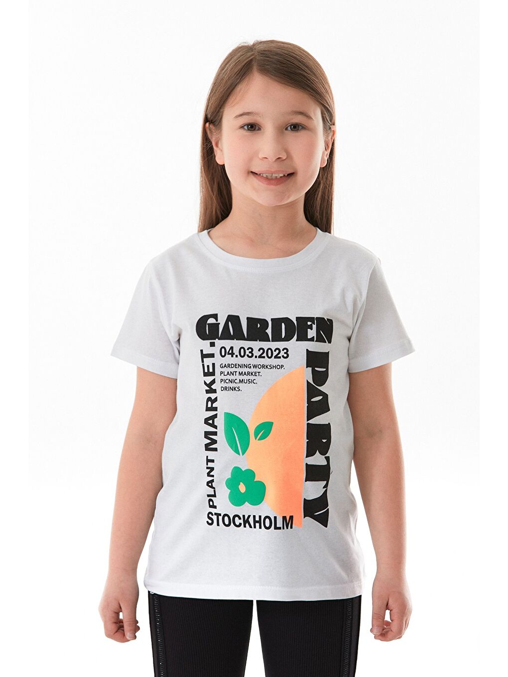 Beyaz %100 Pamuk Slogan Baskılı Kız Çocuk Tişört-1