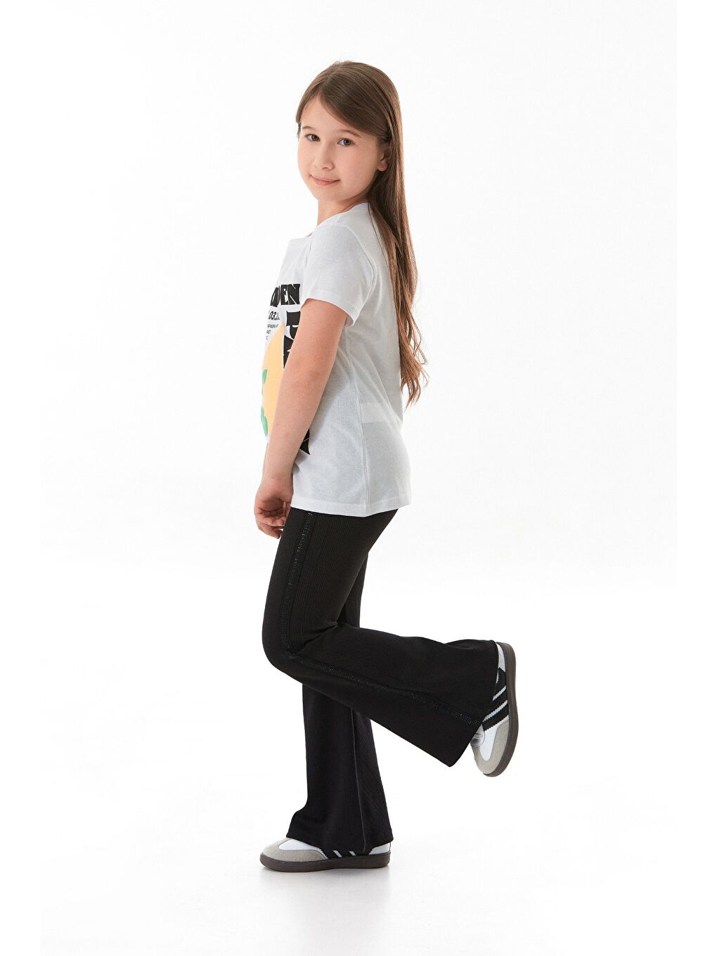 Beyaz %100 Pamuk Slogan Baskılı Kız Çocuk Tişört-4