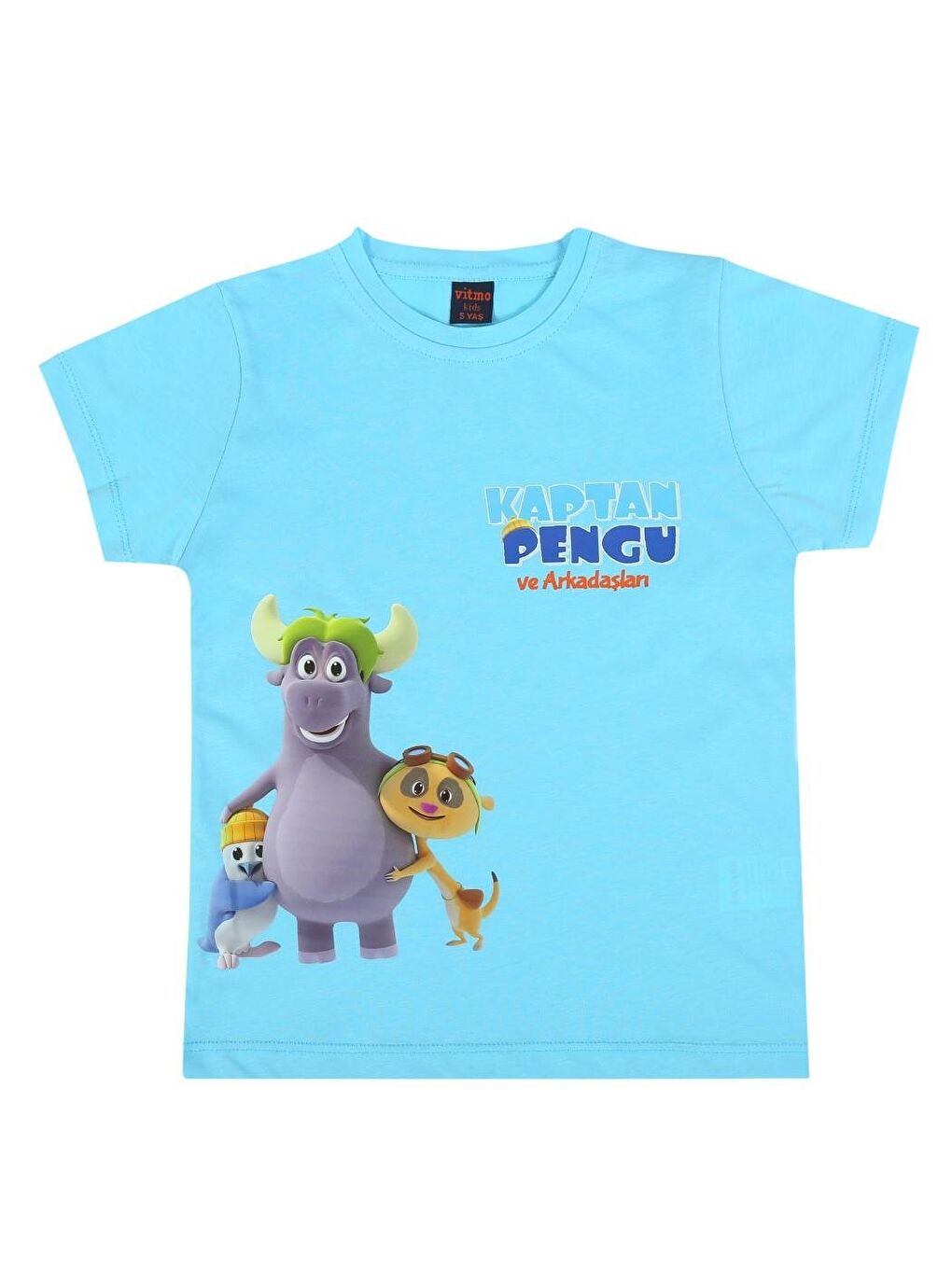 Vitmo Turkuaz Kaptan Pengu Erkek Çocuk Kısa Kollu %100 Pamuklu Pijama Takımı - 1