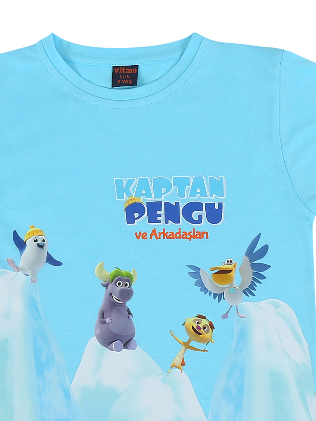 Vitmo Turkuaz Kaptan Pengu Erkek Çocuk Kısa Kollu %100 Pamuklu Pijama Takımı - 4