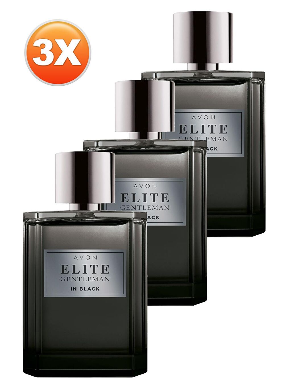 AVON Renksiz Elite Gentleman in Black Erkek Parfüm Edt 75 Ml. Üçlü Set - 1