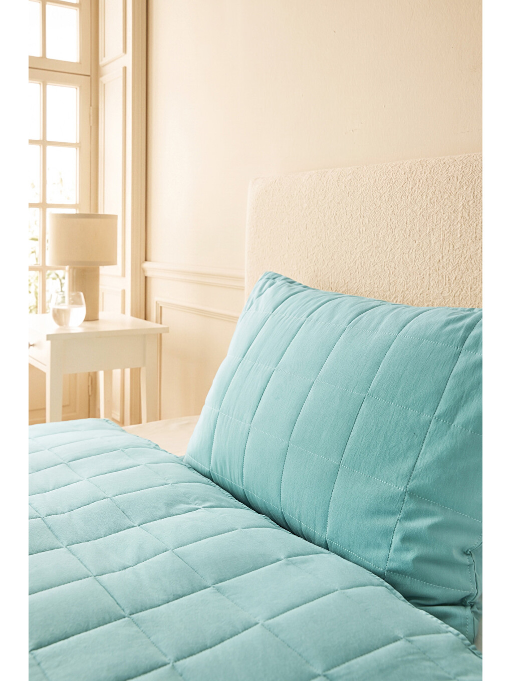 Yeşil %100 Pamuk Kumaş Kapitoneli Mint Çok Amaçlı Tek Kişilik Yatak Örtüsü Seti 1 Adet 180 X 230 / 1 Adet-3