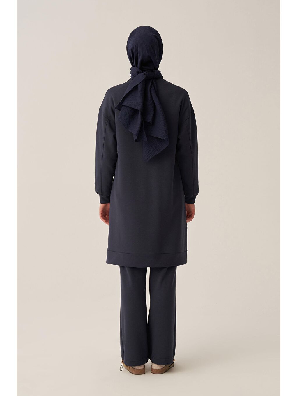 Lacivert-Yumuşak Dokulu Bisiklet Yaka Sweat-3