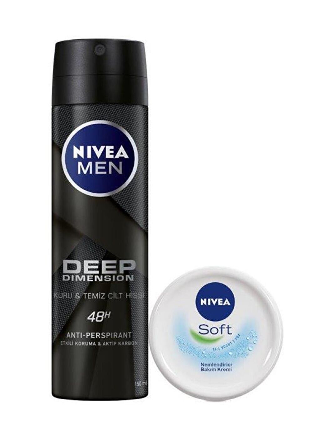 NIVEA Şeffaf Men Erkek Sprey Deodorant Deep Dimension 150 ml Soft Krem 100 ml