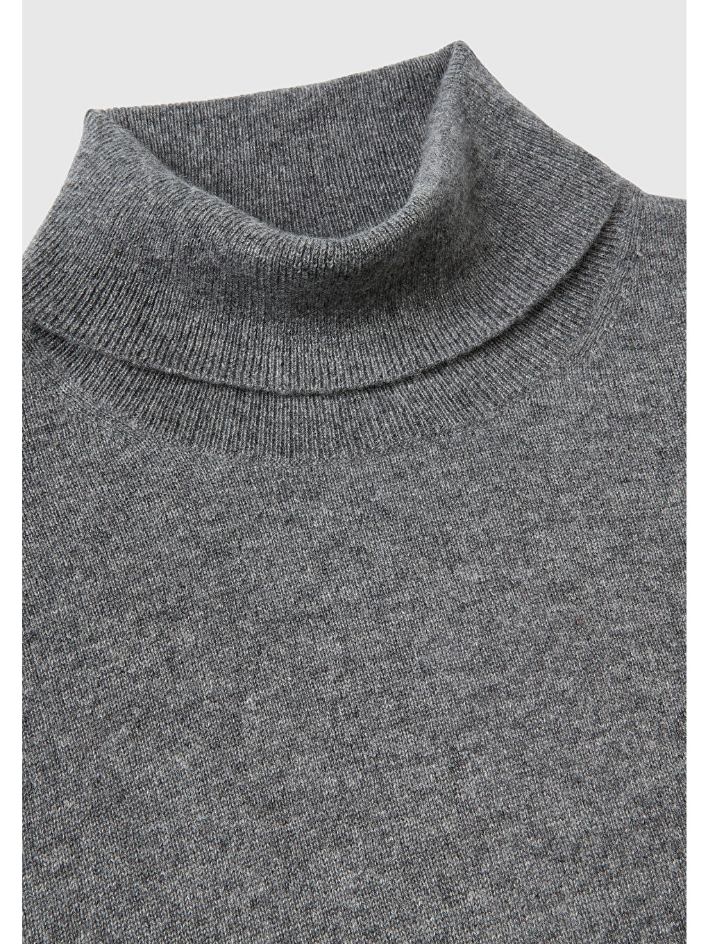 Erkek Antrasit Melanj %100 Kaşmir Boğazlı Yaka Kazak-5