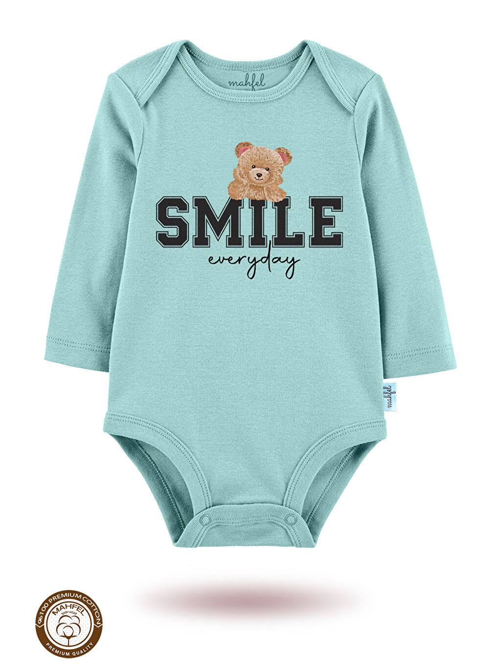 Turkuaz 3 lü  100 Pamuklu Organik Baskılı Çıtçıtlı Bebek Body Zıbın-1