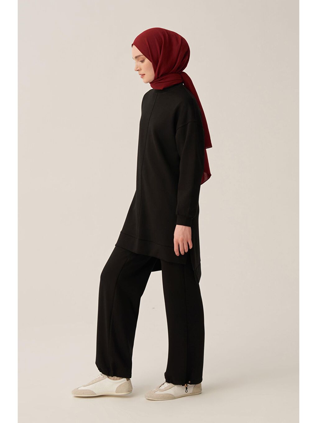 Siyah-Yumuşak Dokulu Bisiklet Yaka Sweat-2