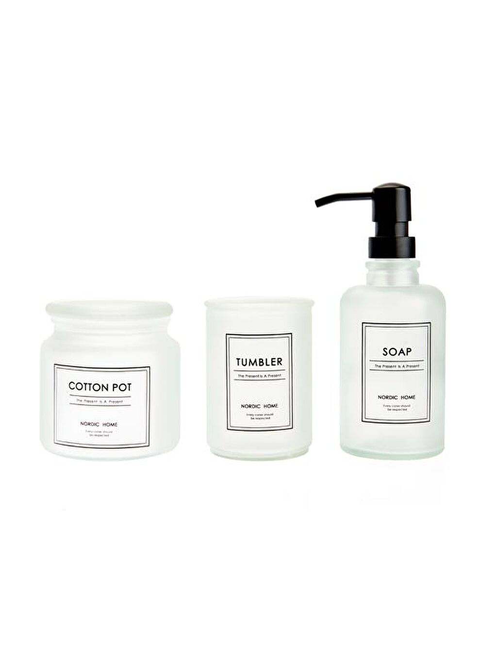 Renksiz 3'lü Cam Banyo Aksesuar Seti - Şeffaf-1