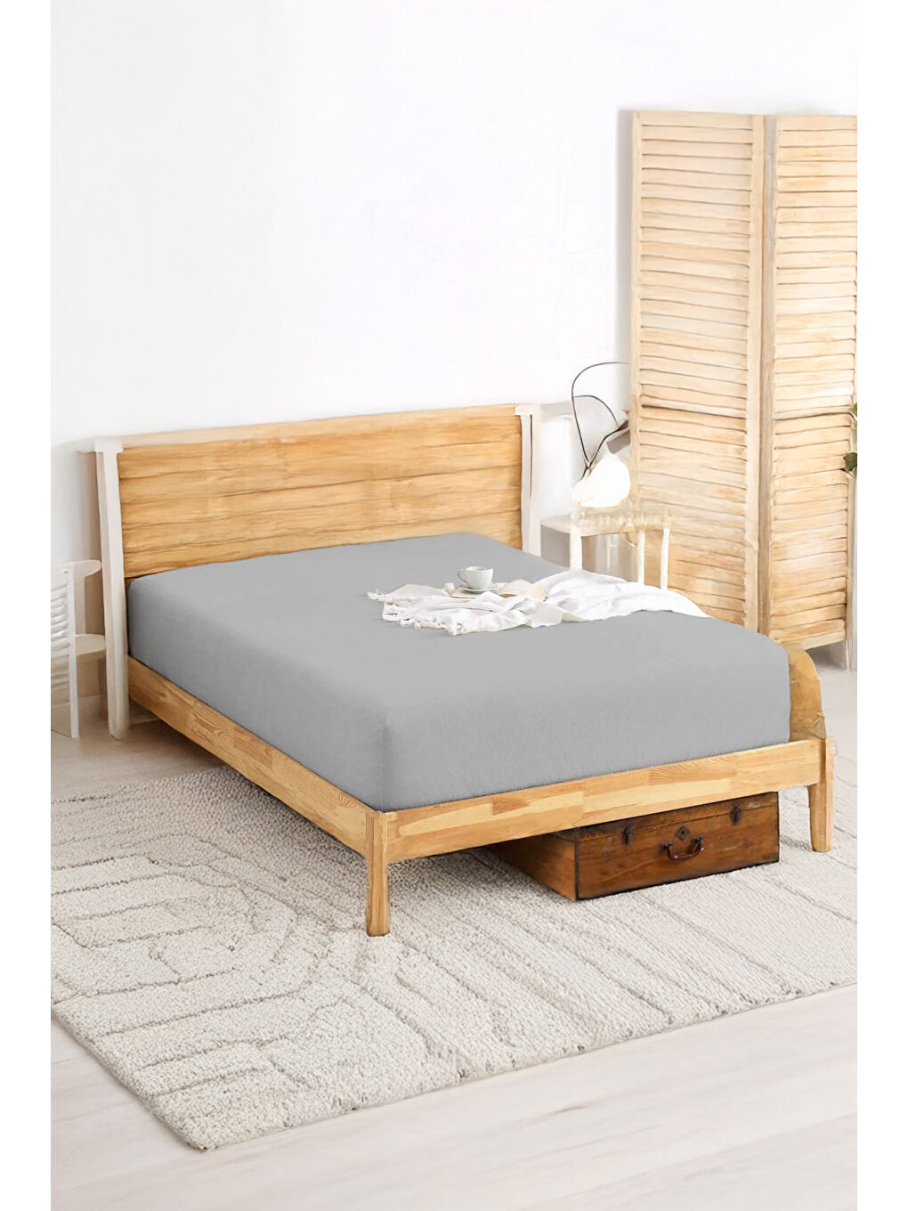 Penye Lastikli Çarşaf Pamuklu Jersey Çift Kişilik 160x200cm Gri