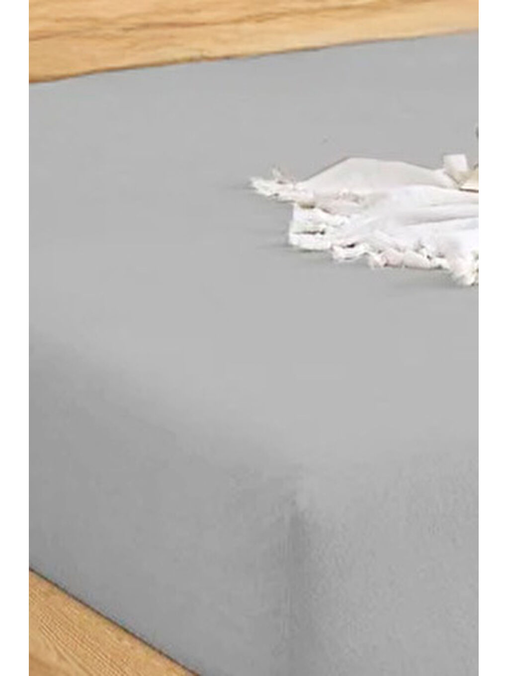 Penye Lastikli Çarşaf Pamuklu Jersey Çift Kişilik 160x200cm Gri-1