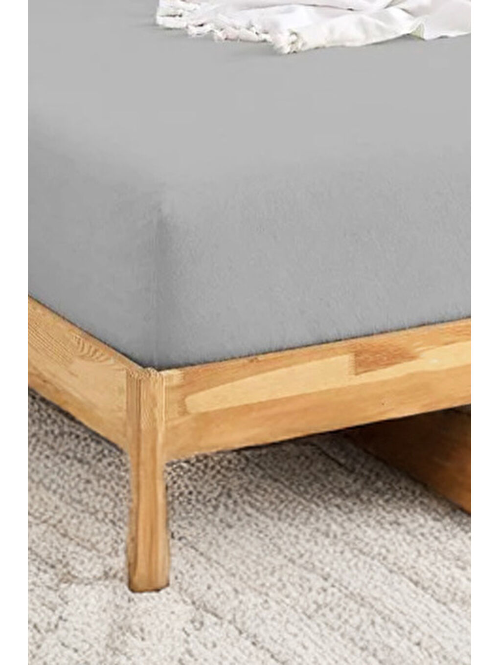 Penye Lastikli Çarşaf Pamuklu Jersey Çift Kişilik 160x200cm Gri-2