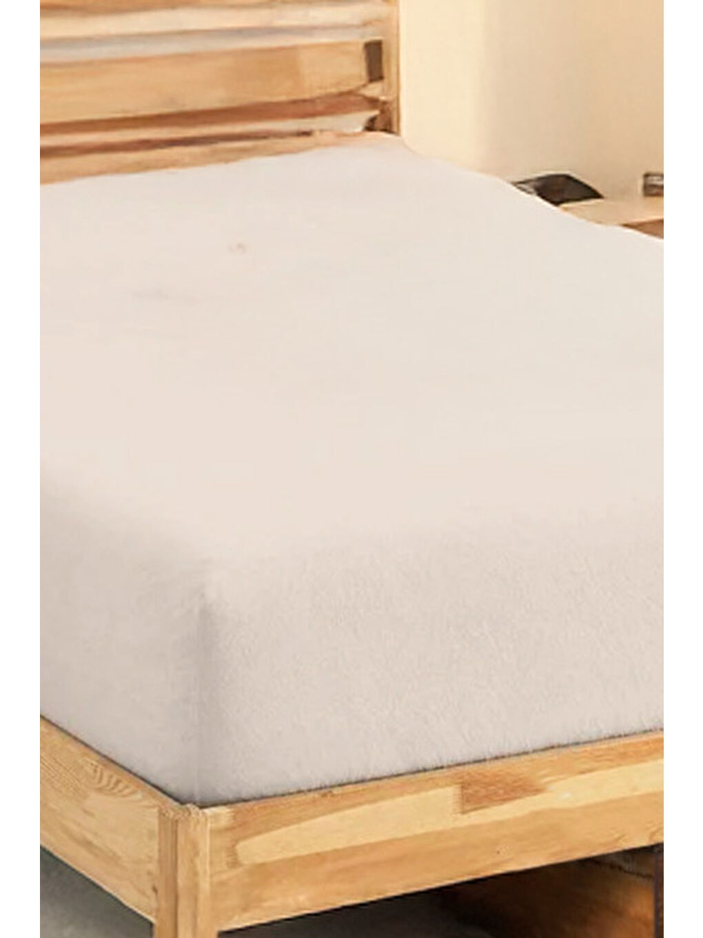 Ekru Penye Lastikli Çarşaf Pamuklu Jersey Çift Kişilik 160x200cm Krem-2