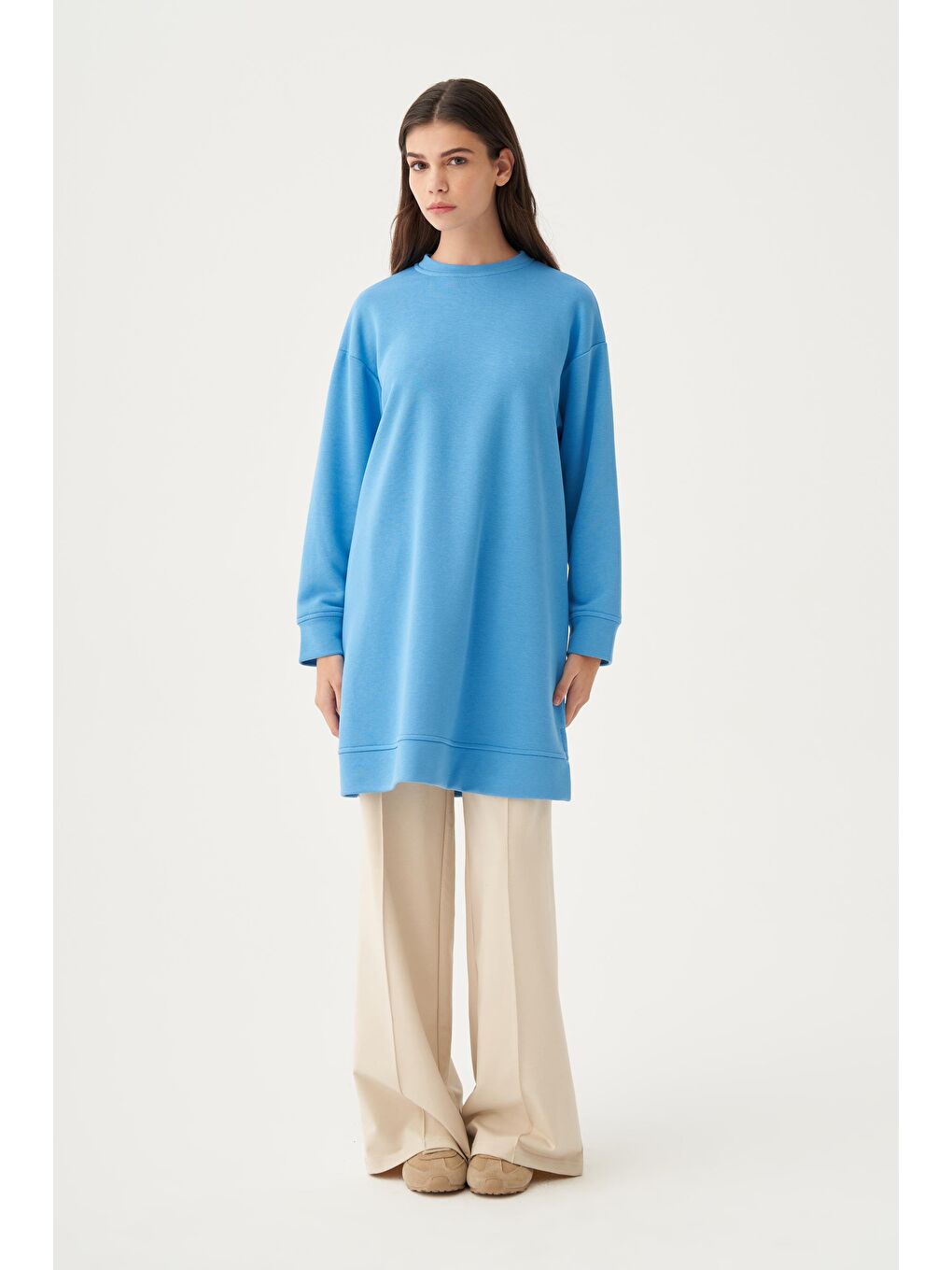 Mavi-Yumuşak Dokulu Sweatshirt-1