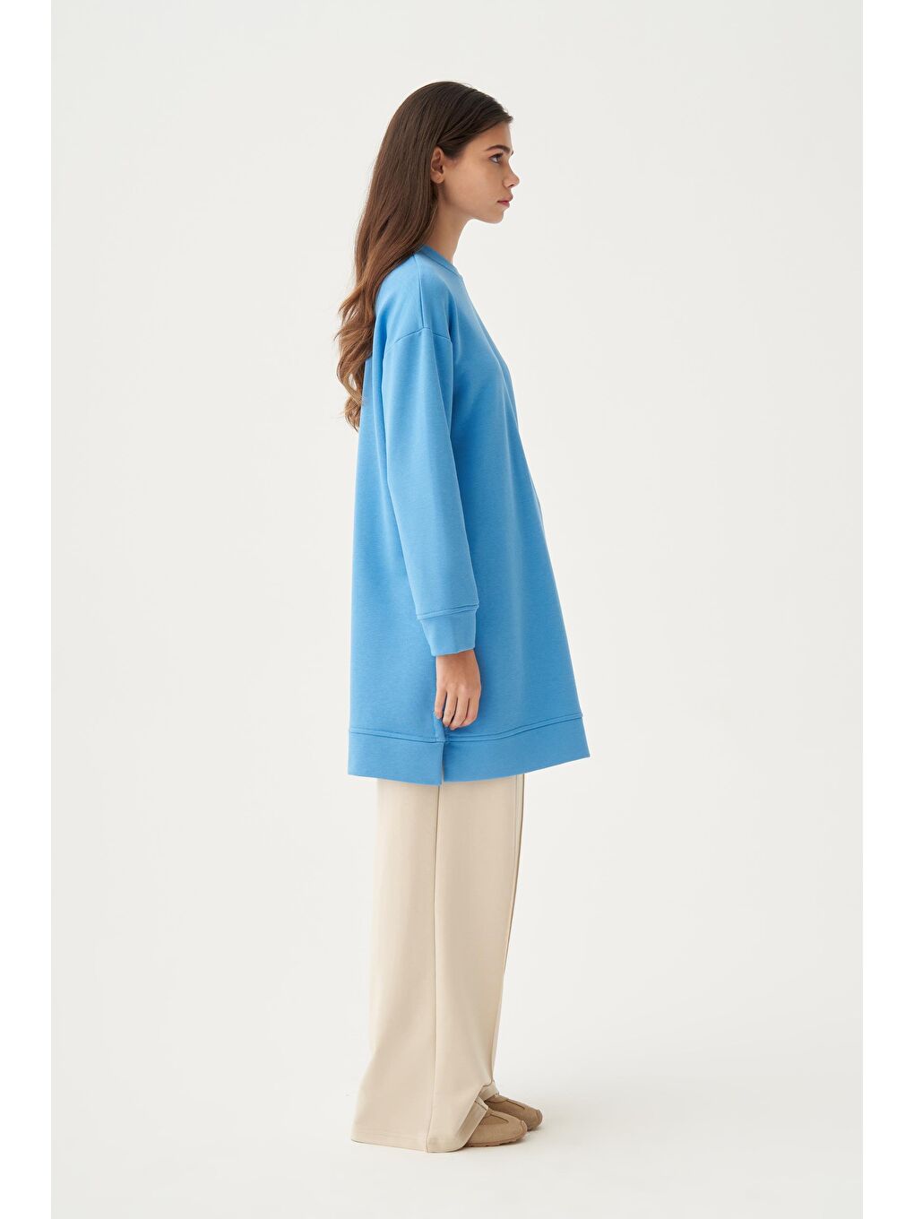 Mavi-Yumuşak Dokulu Sweatshirt-2