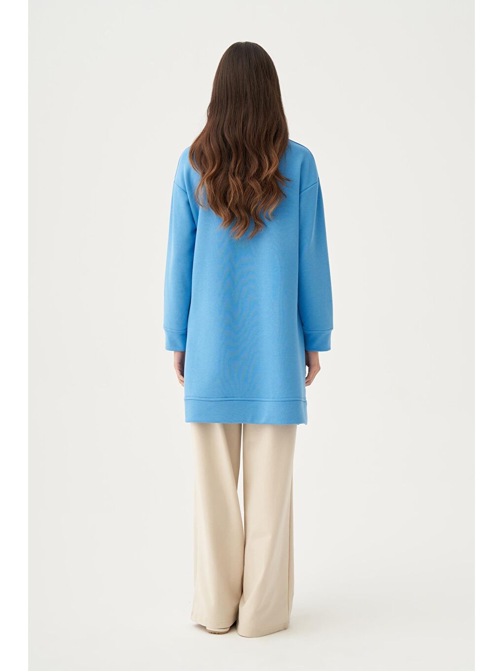 Mavi-Yumuşak Dokulu Sweatshirt-3