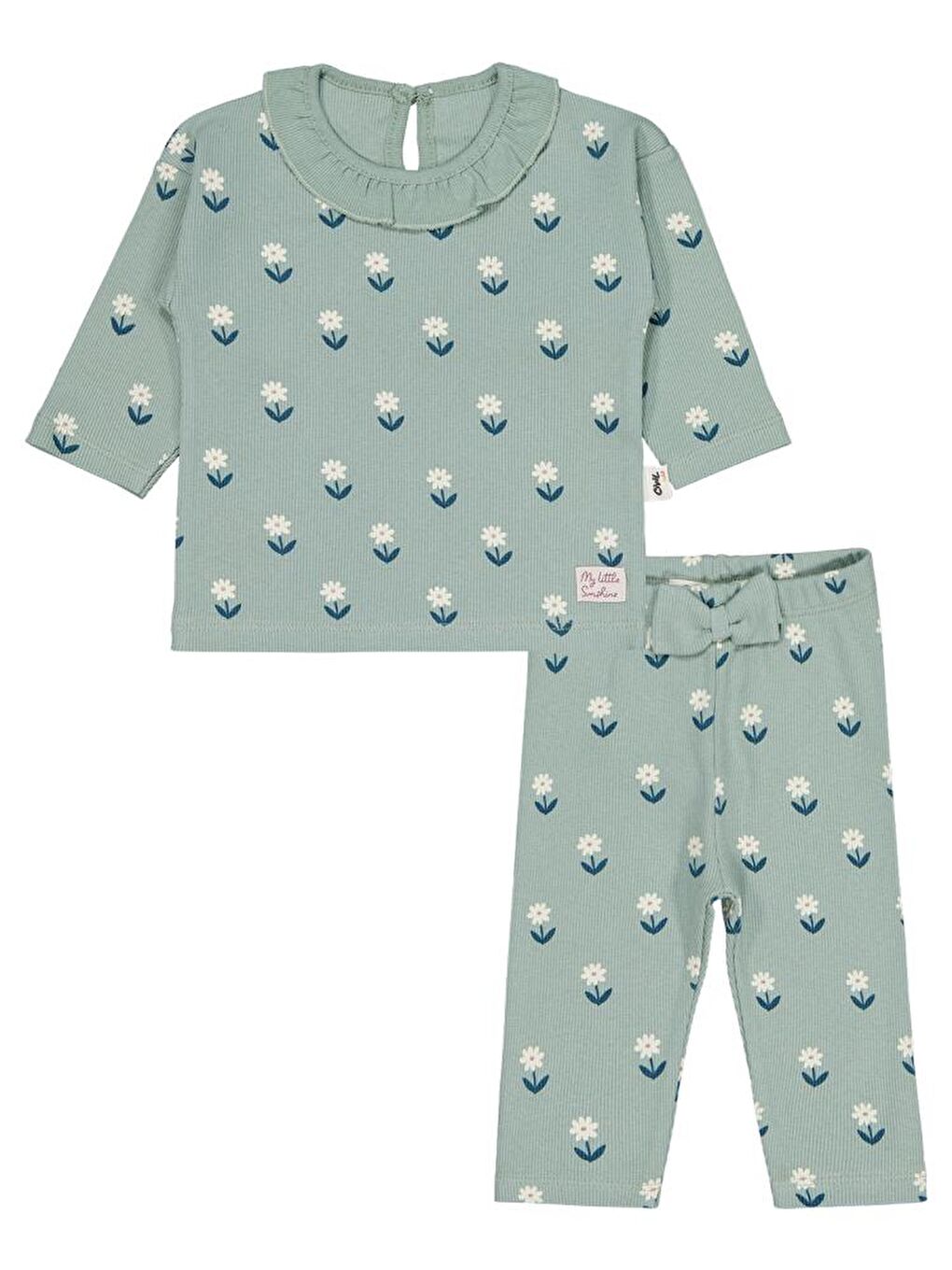 Baby Çiçek Baskılı 6-18 Ay Takım - Yeşil 6-9 Ay-2