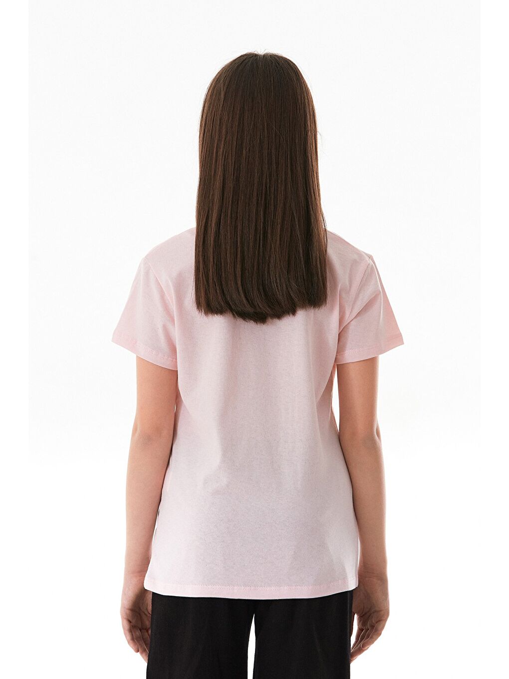 Pembe %100 Pamuk Be Happy Baskılı Kız Çocuk Tişört-3