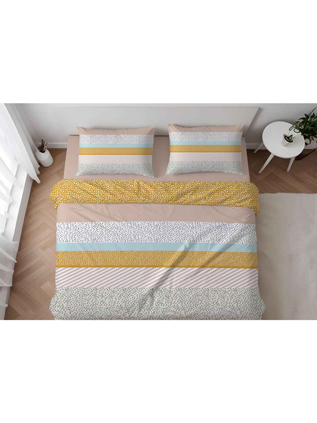 Karışık Baskılı,Desenli Çift Kişilik Nevresim Takımı (ÇARŞAFSIZ) 200x220 cm