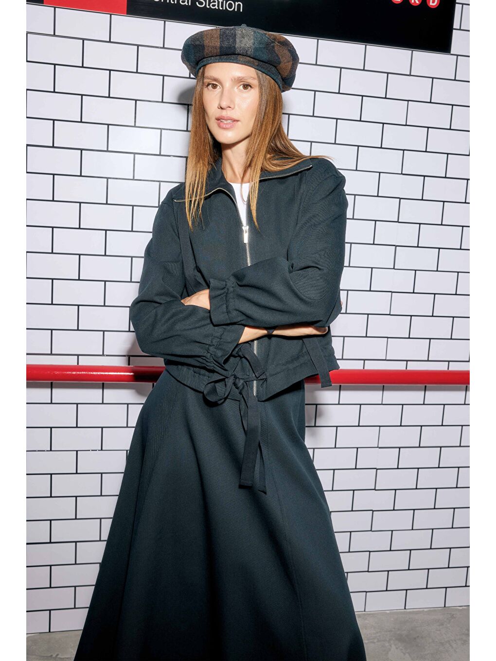 Parçalı Helen Etek Lacivert-1