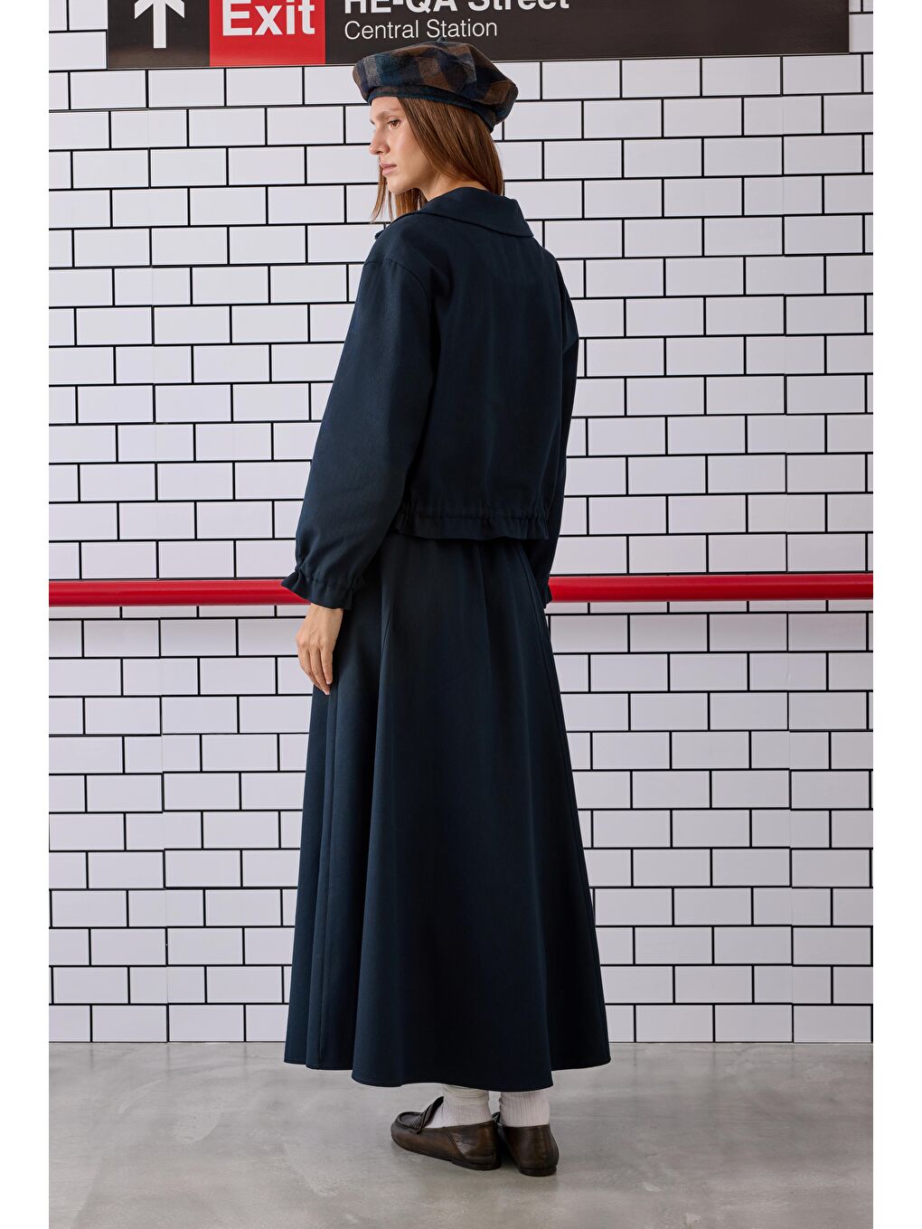 Parçalı Helen Etek Lacivert-3