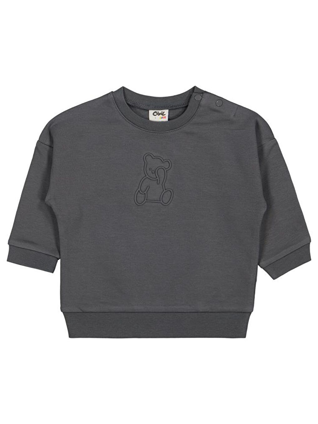 Gri Baby Teddy Baskılı 6-18 Ay Sweatshirt