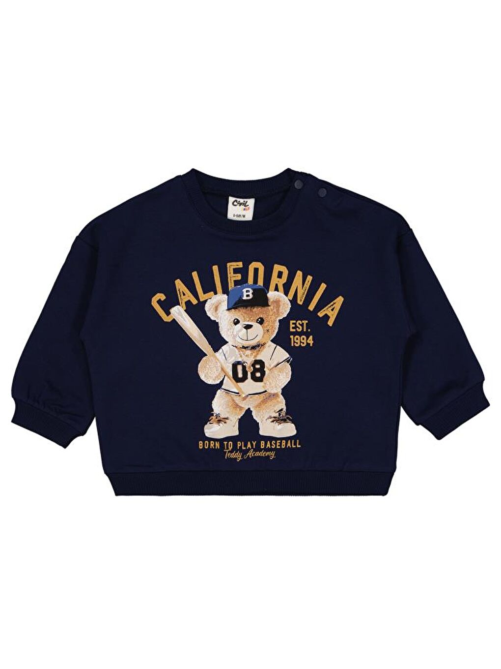 Lacivert Baby Teddy Bear Baskılı 6-18 Ay Sweatshirt