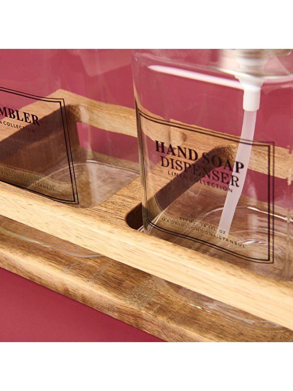 Renksiz Cam 2'li Kare Sıvı Sabunluk Seti - Şeffaf / Gri / Kahverengi-1