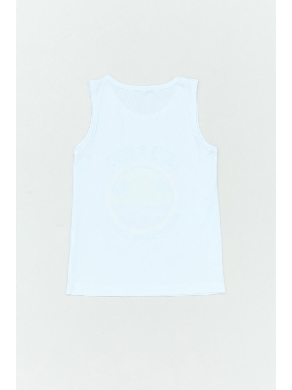 Beyaz Baskılı Kız Çocuk Kolsuz Tişört-1