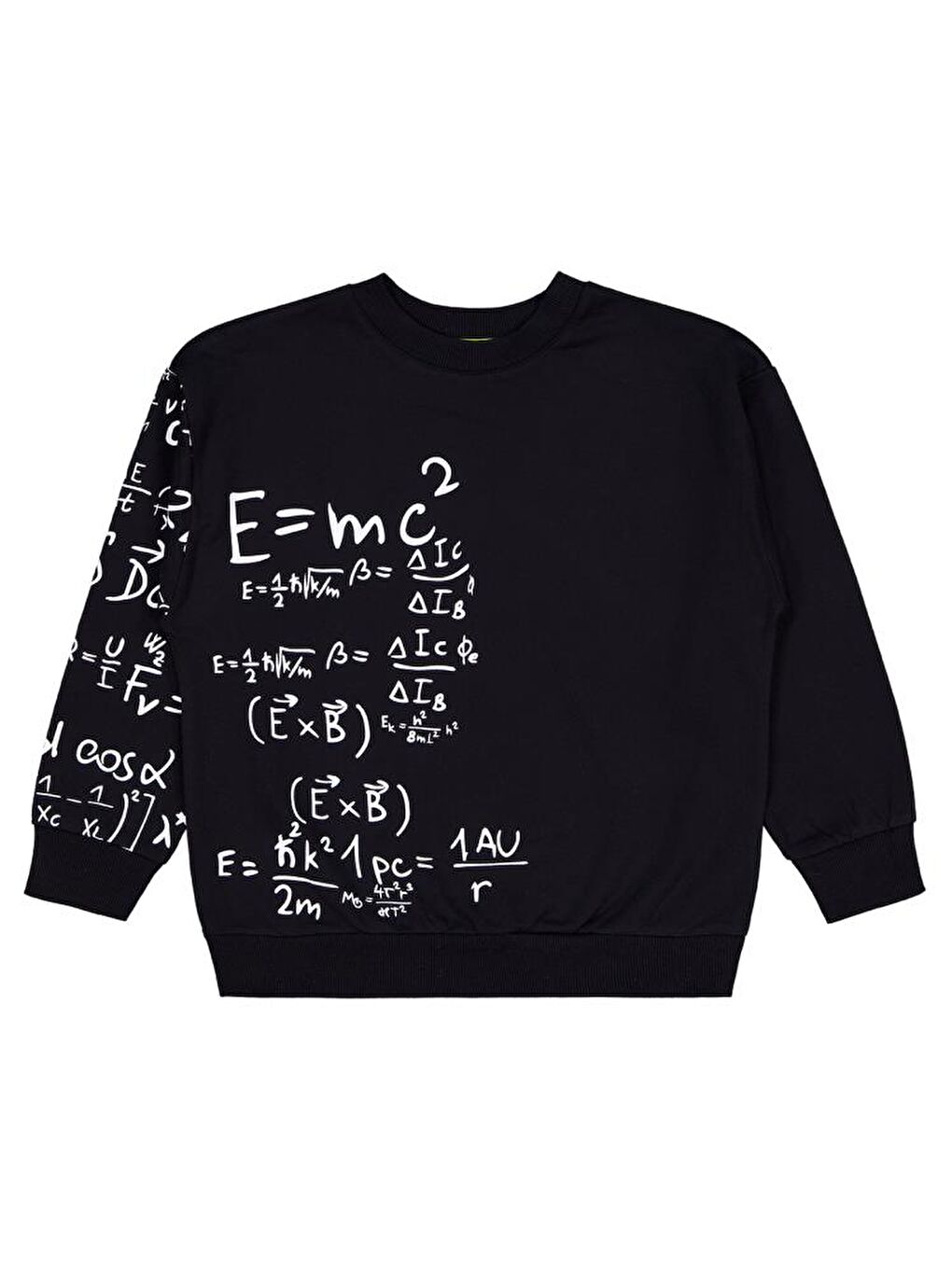 Siyah Boys Matematik Formül Baskılı 6-9 Yaş Sweatshirt